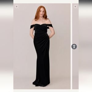 Black Velvet Off-Shoulder Long Dress